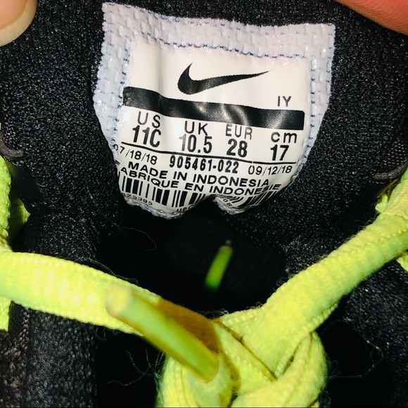 EUC Nike Air Max 95 PS Black Volt Dark Grey Little Kids Shoe Size 11c - Picture 9 of 12